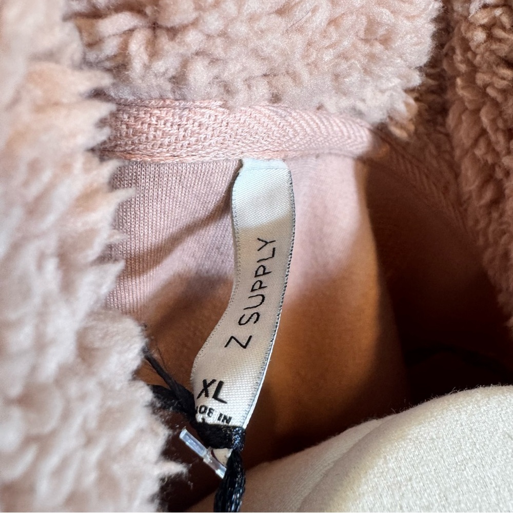 NWT soft Z Supply Plush Cozy Jacket in Pastel Blush Pink full zipper comfort fit - Picture 2 of 9
